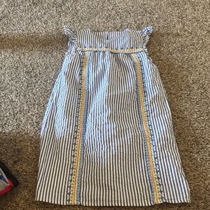 Striped Blue Kids Dress with Yellow Accents